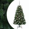 vidaXL Műfenyő g&ouml;mb&ouml;kkel 120 cm 150 LED Meleg feh&eacute;r PVC &eacute;s f&eacute;m Z&ouml;ld