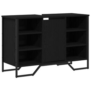 vidaXL F&uuml;rdőszobai mosd&oacute;szekr&eacute;ny Fekete t&ouml;lgy 91 x 35 x 60 cm Faanyag