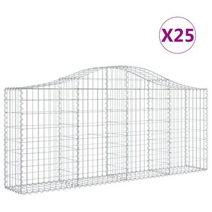 vidaXL 25 db &iacute;ves horganyzott vas gabion kos&aacute;r 200x30x80/100 cm