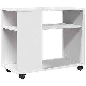 vidaXL feh&eacute;r szerelt fa kisasztal kerekekkel 70 x 35 x 60 cm