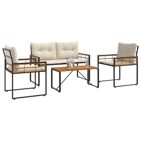 vidaXL Kültéri Bútor Szett párnával 4 pcs Krém