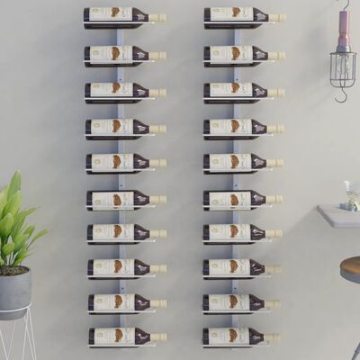 vidaXL fehér fém falra szerelhető bortartó állvány 10 palacknak