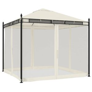 vidaXL kr&eacute;msz&iacute;nű ac&eacute;l pavilon h&aacute;l&oacute;s oldalakkal 2,93 x 2,93 m