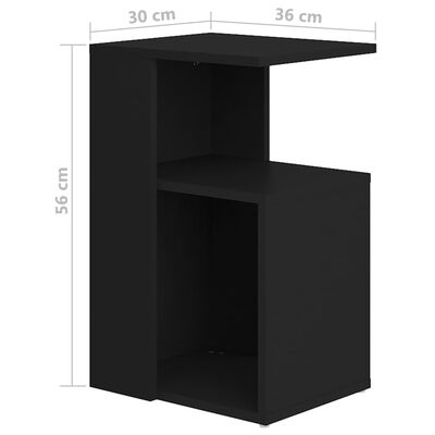 vidaXL fekete forgácslap kisasztal 36 x 30 x 56 cm