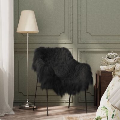 vidaXL fekete izlandi báránybőr székhuzat 70 x 110 cm