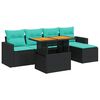 vidaXL 6 r&eacute;szes fekete polyrattan kerti &uuml;lőgarnit&uacute;ra p&aacute;rn&aacute;kkal
