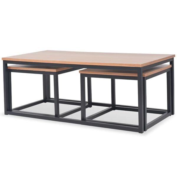 vidaXL 3 részes kőrisfa dohányzóasztal szett