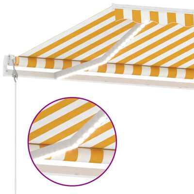 vidaXL sárga-fehér szélérzékelős és LED-es napellenző 450x350 cm