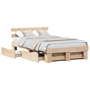vidaXL &Aacute;gykeret fejt&aacute;ml&aacute;val fi&oacute;kkal Barna 140 x 190 cm T&ouml;m&ouml;r fenyőfa