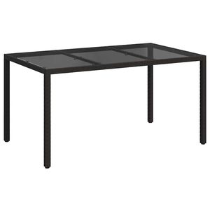 vidaXL Kerti Asztal Fekete 150 x 90 x 75 cm polirattan