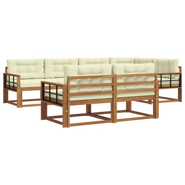 vidaXL K&uuml;lt&eacute;ri kanap&eacute; szett p&aacute;rn&aacute;val 7 pcs Term&eacute;szetes &eacute;s kr&eacute;msz&iacute;nű