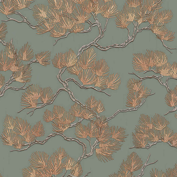 DUTCH WALLCOVERINGS z&ouml;ld fenyőmint&aacute;s tap&eacute;ta