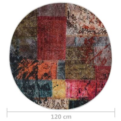 vidaXL többszínű foltvarrott csúszásmentes mosható szőnyeg φ120 cm