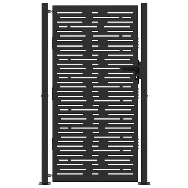 vidaXL Kerti kapu z&aacute;rral Fekete 85 x 180 cm Porsz&oacute;rt ac&eacute;l