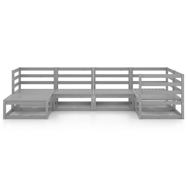 vidaXL 6 r&eacute;szes sz&uuml;rke t&ouml;m&ouml;r fenyőfa kerti &uuml;lőgarnit&uacute;ra