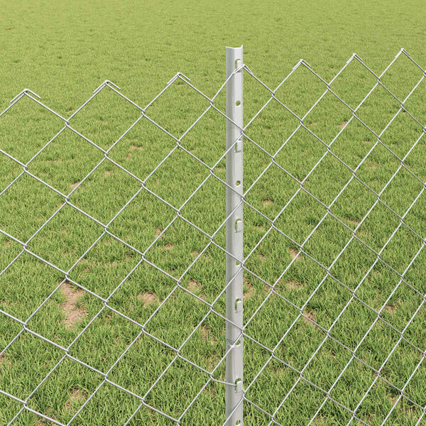 vidaXL Kerítés oszlopokkal Ezüst 1 x 25 m Acél