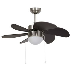 vidaXL s&ouml;t&eacute;tbarna mennyezeti ventil&aacute;tor l&aacute;mp&aacute;val 76 cm