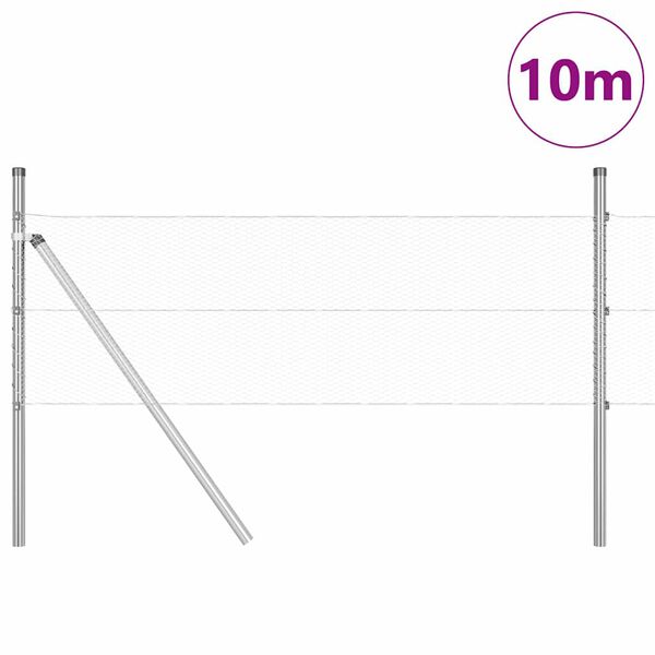 vidaXL Ker&iacute;t&eacute;soszlop Ez&uuml;st 10 x 0,5 m (13 mm h&aacute;l&oacute;) Ac&eacute;l