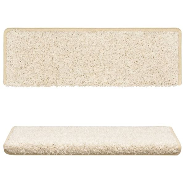 vidaXL 15 db feh&eacute;r l&eacute;pcsőszőnyeg, t&eacute;glalap alak&uacute; sz&eacute;llel, 65 x 21 x 4 cm