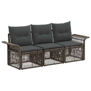 vidaXL Kerti Kanap&eacute; Szett 3 pcs Sz&uuml;rke polirattan
