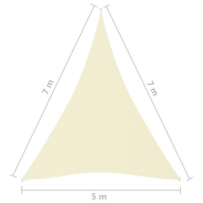 vidaXL krémszínű háromszögű oxford-szövet napvitorla 5 x 7 x 7 m
