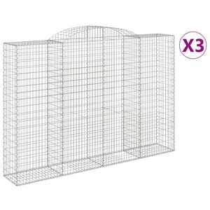 vidaXL 3 db &iacute;ves horganyzott vas gabion kos&aacute;r 300x50x200/220 cm