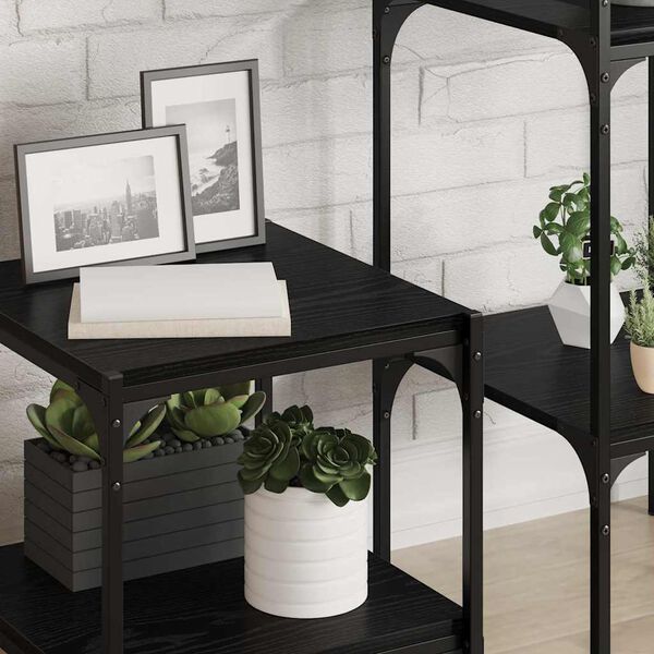 vidaXL Polcos k&ouml;nyvespolc 4 pcs Fekete 40 x 40 x 1,5 cm Faanyag