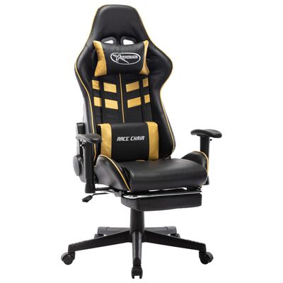 vidaXL fekete és aranyszínű műbőr gamer szék lábtámasszal