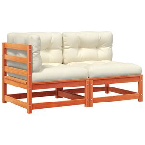 vidaXL 2 szem&eacute;lyes viaszbarna t&ouml;m&ouml;r fenyőfa kerti kanap&eacute; p&aacute;rn&aacute;val