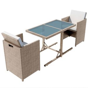 vidaXL 3 darabos b&eacute;zs polyrattan bisztr&oacute;szett p&aacute;rn&aacute;kkal