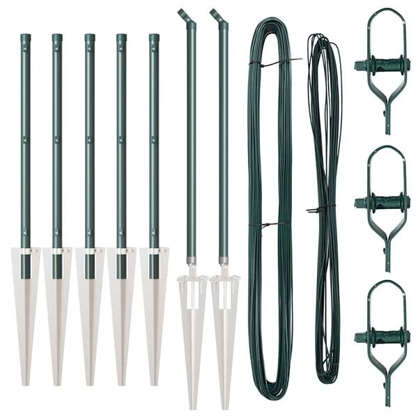 vidaXL Ker&iacute;t&eacute;soszlop 7 pcs Z&ouml;ld Ac&eacute;l