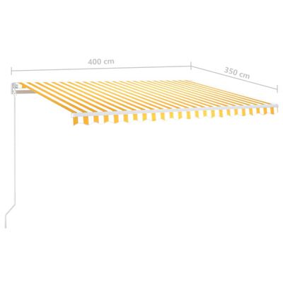 vidaXL sárga és fehér kézzel kihúzható napellenző 400 x 350 cm