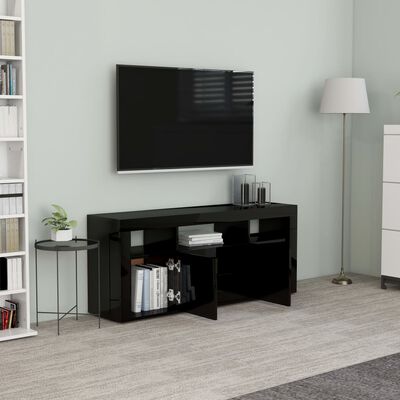 vidaXL magasfényű fekete forgácslap TV-szekrény 120 x 30 x 50 cm