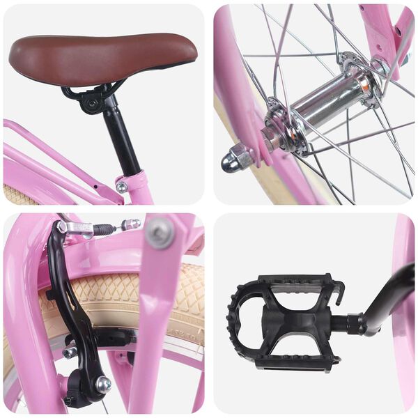 vidaXL Gyerek Bicikli 22 H&uuml;velyk 7-12 &eacute;ves korig Vil&aacute;gos R&oacute;zsasz&iacute;n