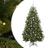 vidaXL Mű kar&aacute;csonyfa 210 cm 300 LED Meleg feh&eacute;r PVC &eacute;s Ac&eacute;l Z&ouml;ld