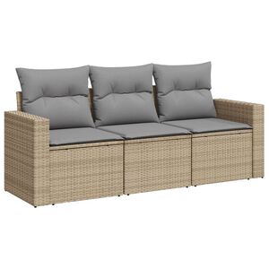 vidaXL 3 r&eacute;szes b&eacute;zs polyrattan kerti &uuml;lőgarnit&uacute;ra p&aacute;rn&aacute;kkal