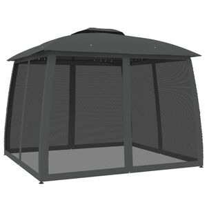 vidaXL antracit ac&eacute;l dupla tetős pavilon h&aacute;l&oacute;s falakkal 2,93 x 2,93 m