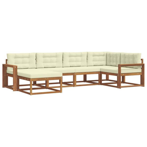 vidaXL K&uuml;lt&eacute;ri kanap&eacute; szett p&aacute;rn&aacute;val 6 pcs Term&eacute;szetes &eacute;s kr&eacute;msz&iacute;nű