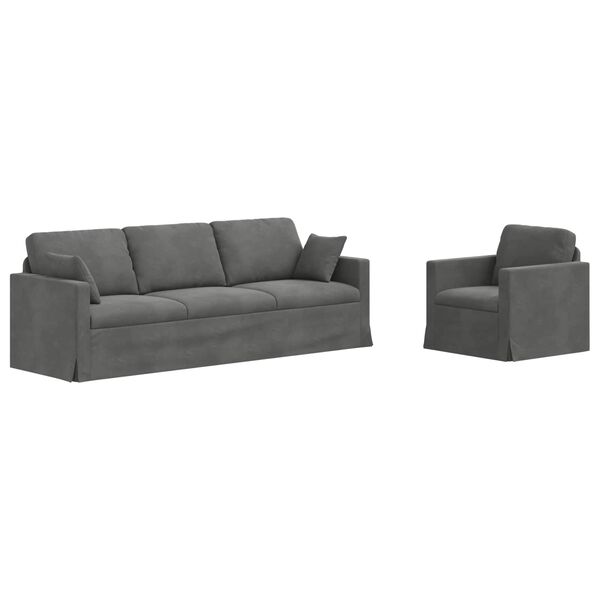 vidaXL Kanap&eacute; Szett 2 pcs S&ouml;t&eacute;tsz&uuml;rke 228 x 78 x 80 cm B&aacute;rsony