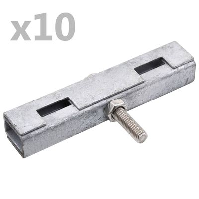vidaXL 10 szett ezüstszínű U-alakú kerítés-összekötő elem