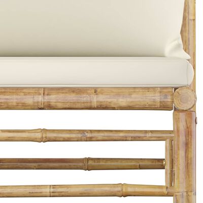 vidaXL 2 részes bambusz kerti ülőgarnitúra krémfehér párnákkal