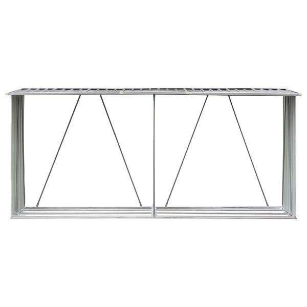 vidaXL szürke horganyzott acél kerti tűzifatároló 330 x 84 x 152 cm