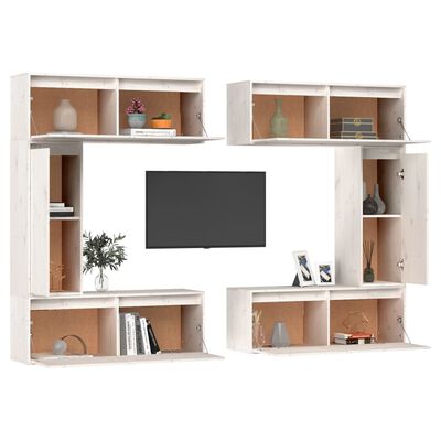 vidaXL 6 darab fehér tömör fenyőfa TV-szekrény