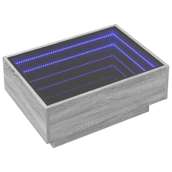 vidaXL sz&uuml;rke sonoma szerelt fa doh&aacute;nyz&oacute;asztal LED-del 70 x 50 x 30 cm