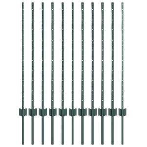 vidaXL Be&aacute;gyazott ker&iacute;t&eacute;soszlop 11 db Z&ouml;ld 140 cm Porsz&oacute;rt ac&eacute;l