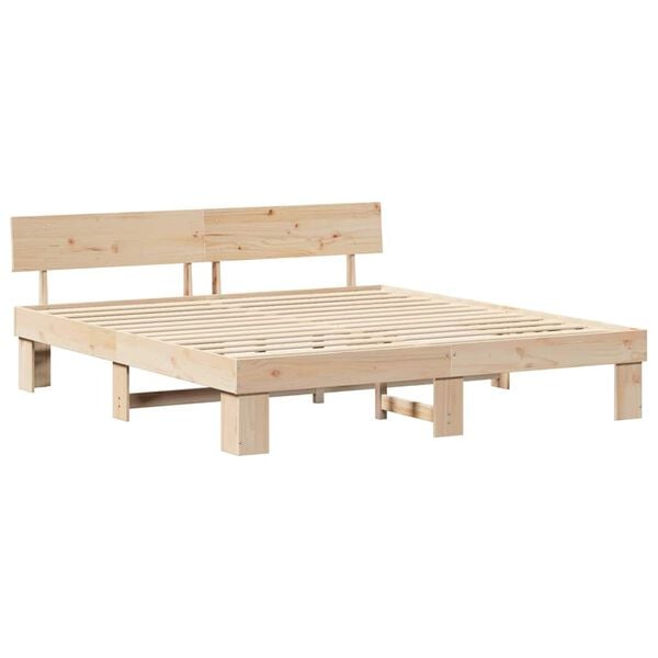 vidaXL &Aacute;gykeret fejt&aacute;ml&aacute;val Term&eacute;szetes 180 x 200 cm T&ouml;m&ouml;r fenyőfa