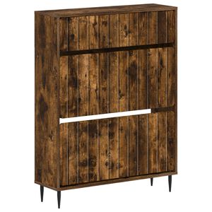 vidaXL Cipőszekr&eacute;ny ZWOLLE 78 x 24 x 103 cm Szerelt Fa F&uuml;st&ouml;s T&ouml;lgy