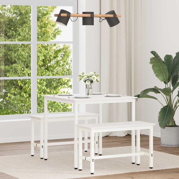 vidaXL &Eacute;tkezőasztal Feh&eacute;r 80 x 80 x 75 cm T&ouml;m&ouml;r fenyőfa