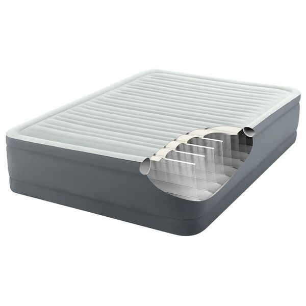 Intex fehér-szürke "PremAire" felfújható ágy 152x203x46 cm