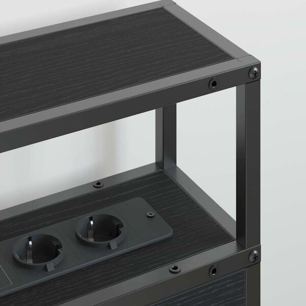 vidaXL T&aacute;rol&oacute; fejt&aacute;mla polcokkal t&aacute;rol&oacute;val Musta tammi 160 cm Faanyag